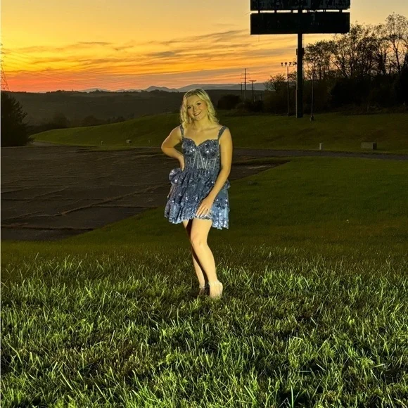 Blue Sequin hoco dress - Picture 1 of 4